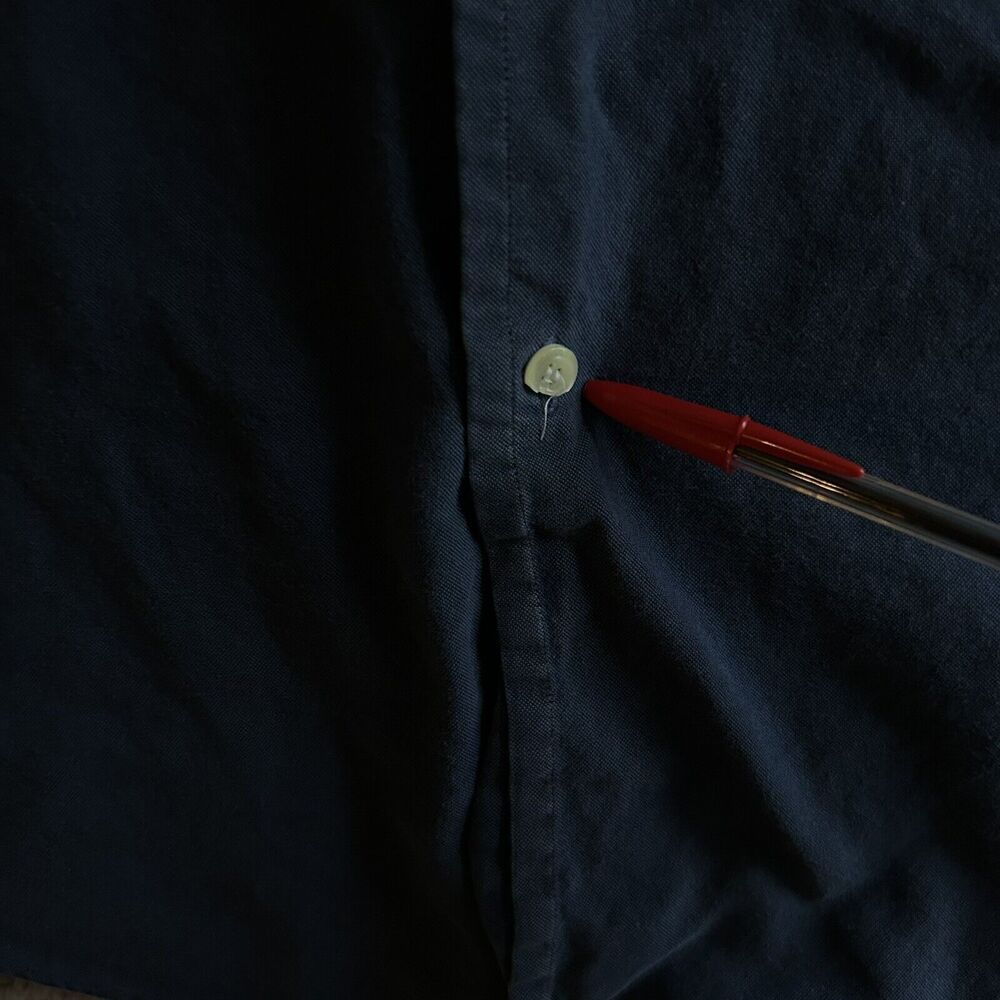 Nautica Mens Size 16 34/35 Button Down Shirt Vintage Oxford Blue Preppy - Picture 10 of 16